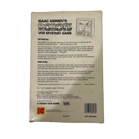 Vintage 1988 Isaac Asimov Robots VCR Mystery Game by Kodak - Complete! - Picture 8 of 10